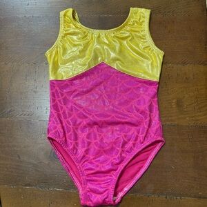 Dancina Gold and Pink Kids Gymnastics Leotard size 8 preowned